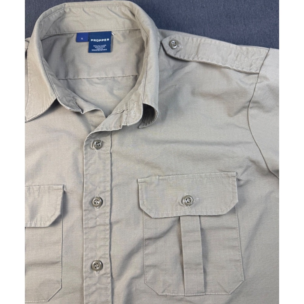 Propper XL Mens Tactical Shirt‎ Button Up SHORT Sleeve Work Utility Beige